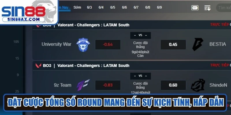 Đặt cược tổng số Round mang đến sự kịch tính, hấp dẫn