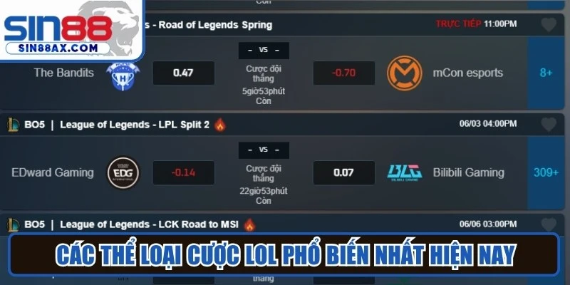 Các thể loại cược LoL phổ biến nhất hiện nay
