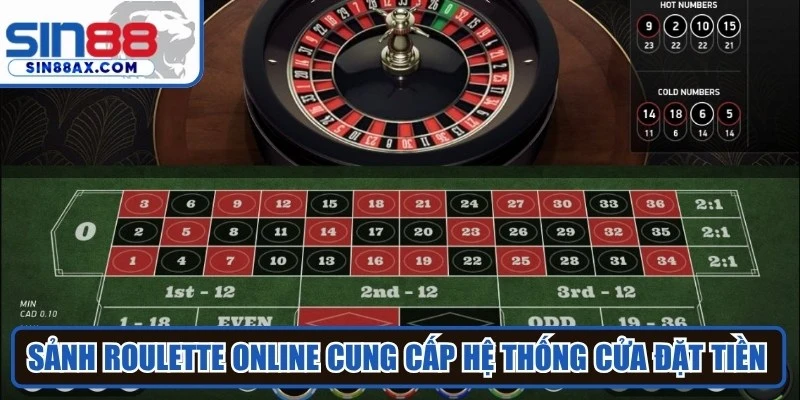 Sảnh roulette online cung cấp hệ thống cửa đặt tiền vô cùng phong phú